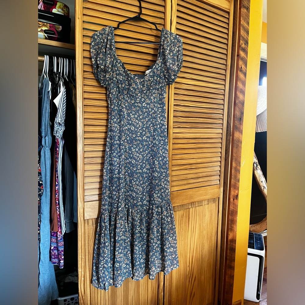 Altar'd State Blue Floral Long Sleeve Dress